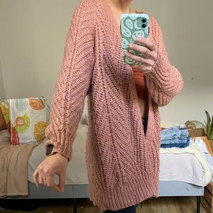 Pink knit cardigan